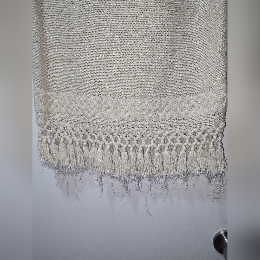 LILLY PULITZER LIMON Womens Small Metallic Gold Sleeveless Fringe Sweater - Picture 3 of 6